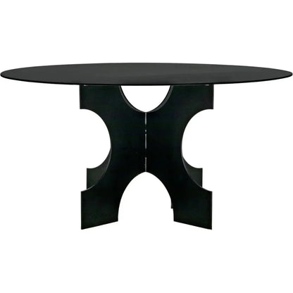 Element Dining Table, Black Metal-Dining Tables-Noir-LOOMLAN
