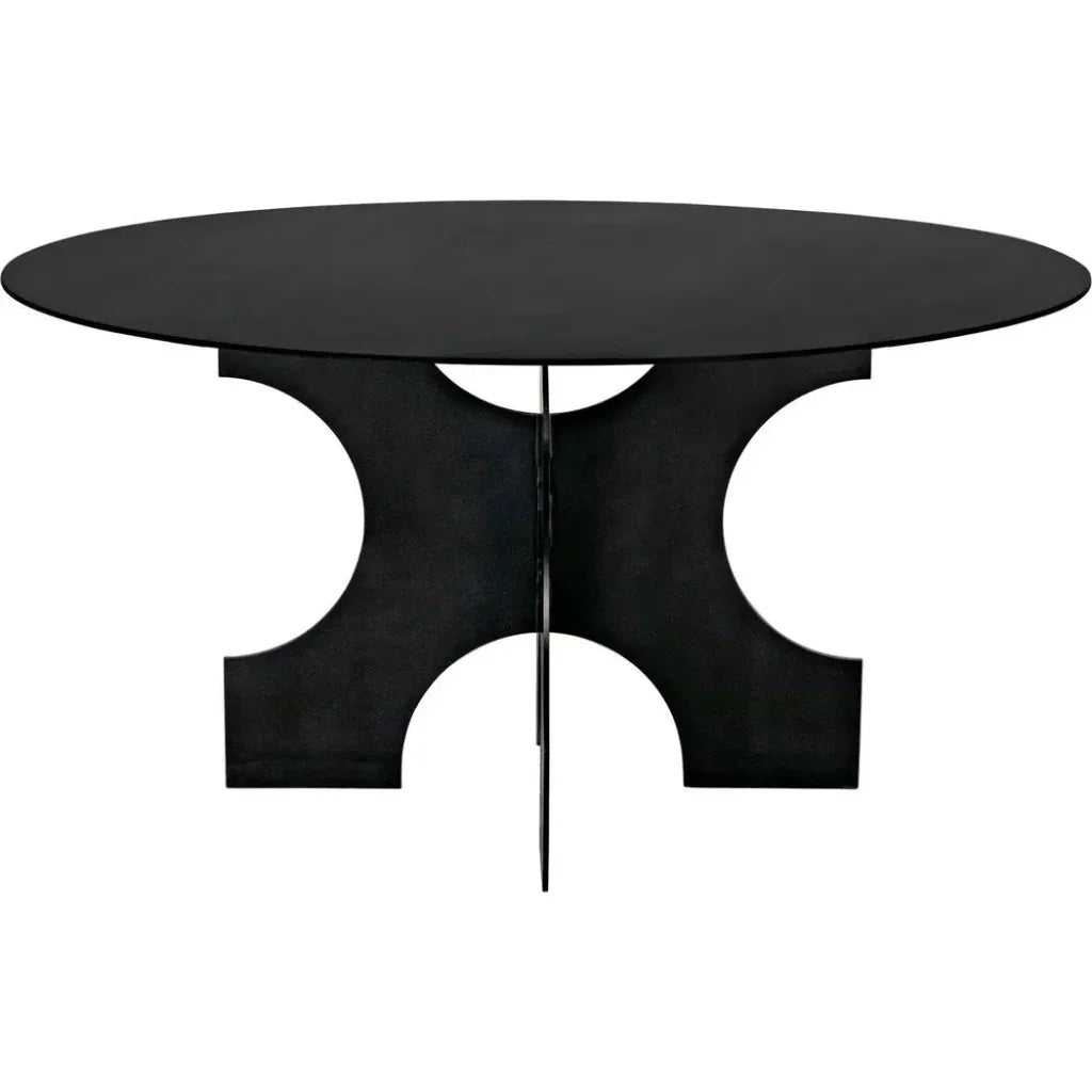 Element Dining Table, Black Metal-Dining Tables-Noir-LOOMLAN