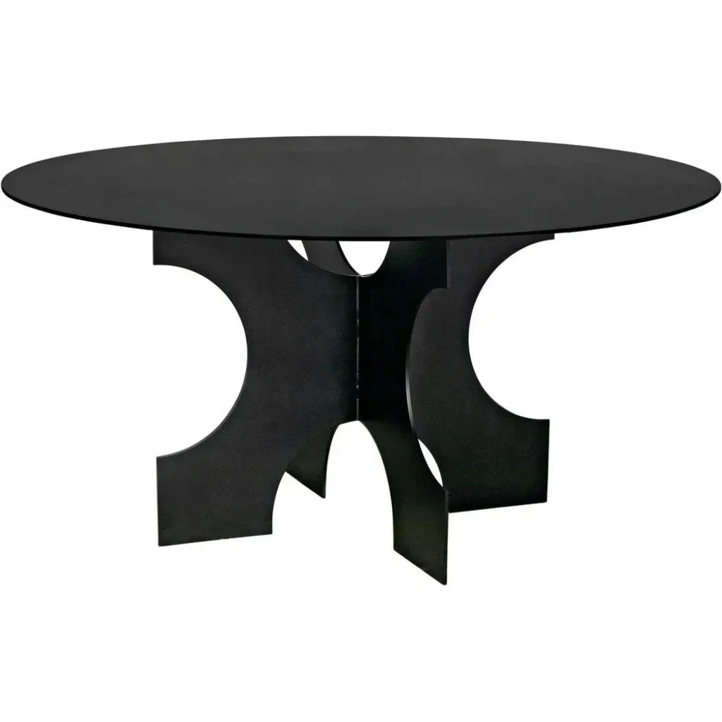 Element Dining Table, Black Metal-Dining Tables-Noir-LOOMLAN