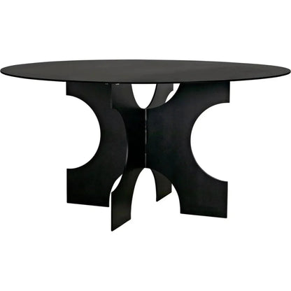 Element Dining Table, Black Metal-Dining Tables-Noir-LOOMLAN
