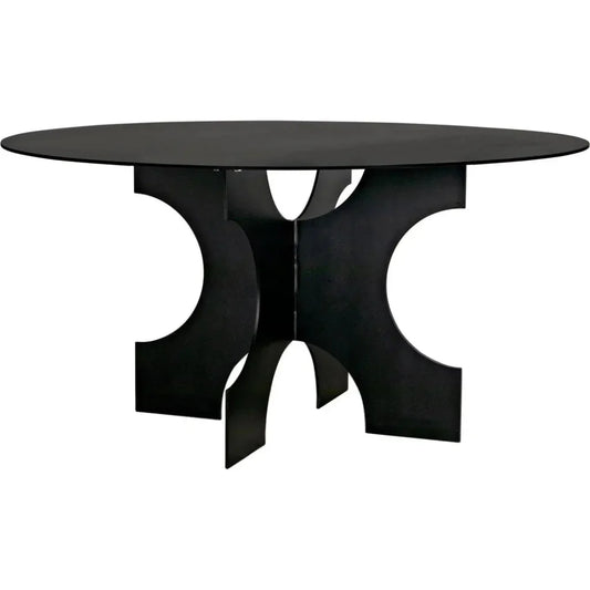 Element Dining Table, Black Metal-Dining Tables-Noir-LOOMLAN