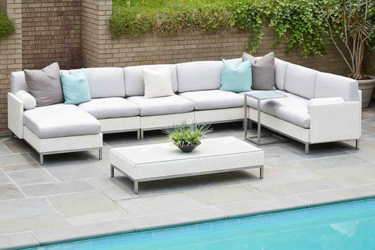 Elements Outdoor Settee with Loom Arm and Back
