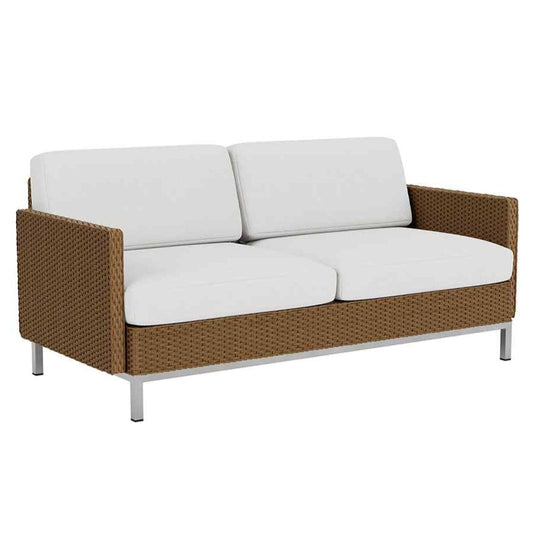 Elements Wicker Outdoor Settee with Loom Arms and Back