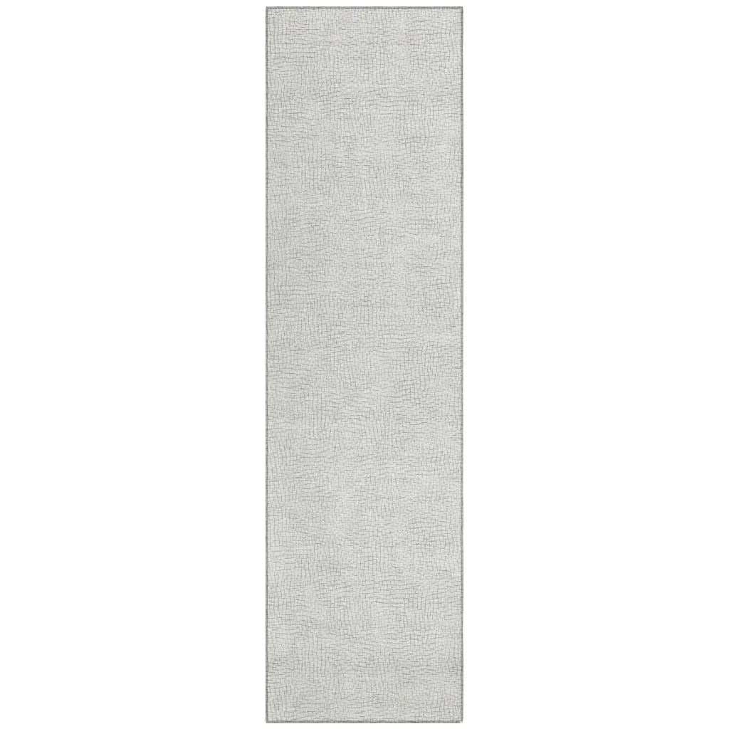 Eleya Gray Washable Indoor-Outdoor Rug-Outdoor Rugs-LOOMLAN Rugs-2'3" x 7'6"-LOOMLAN