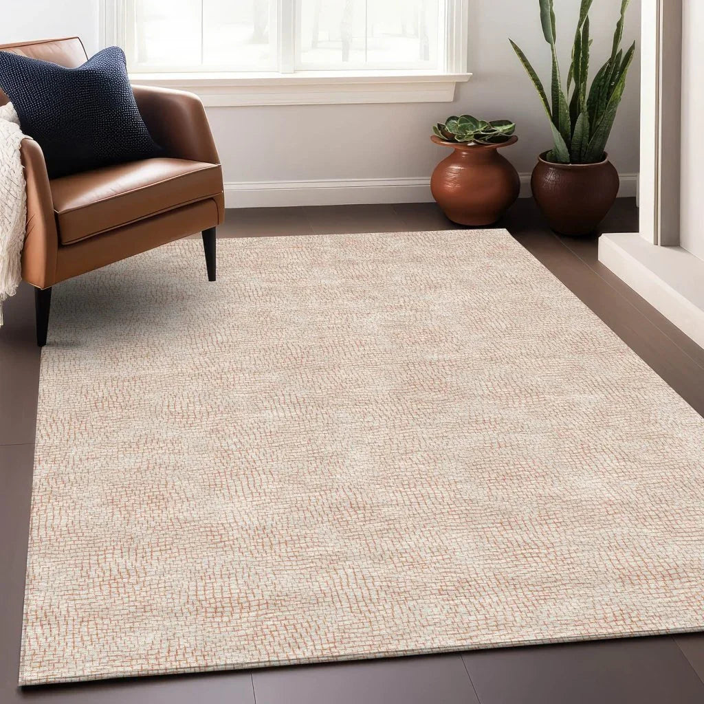 Eleya Orange Washable Indoor-Outdoor Rug-Outdoor Rugs-LOOMLAN Rugs-LOOMLAN