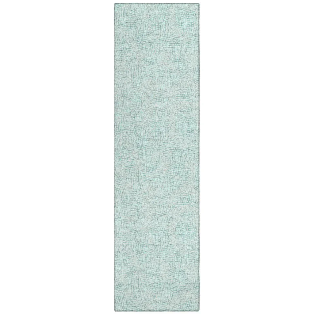 Eleya Teal Washable Indoor-Outdoor Rug-Outdoor Rugs-LOOMLAN Rugs-2'3" x 7'6"-LOOMLAN