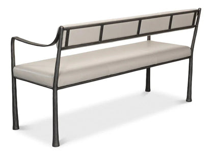 Eliana Iron Framed Leather Bedroom Bench - LOOMLAN - Sarreid - Bedroom Benches