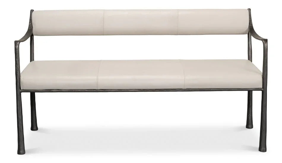 Eliana Iron Framed Leather Bedroom Bench - LOOMLAN - Sarreid - Bedroom Benches