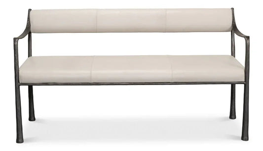 Eliana Iron Framed Leather Bedroom Bench - LOOMLAN - Sarreid - Bedroom Benches