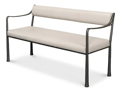 Eliana Iron Framed Leather Bedroom Bench - LOOMLAN - Sarreid - Bedroom Benches