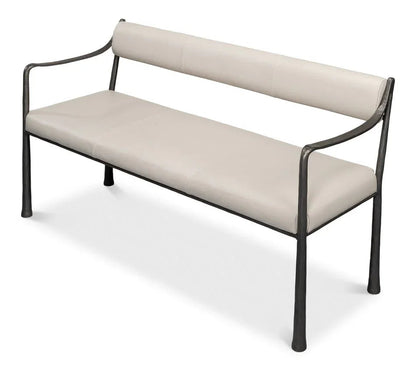 Eliana Iron Framed Leather Bedroom Bench - LOOMLAN - Sarreid - Bedroom Benches