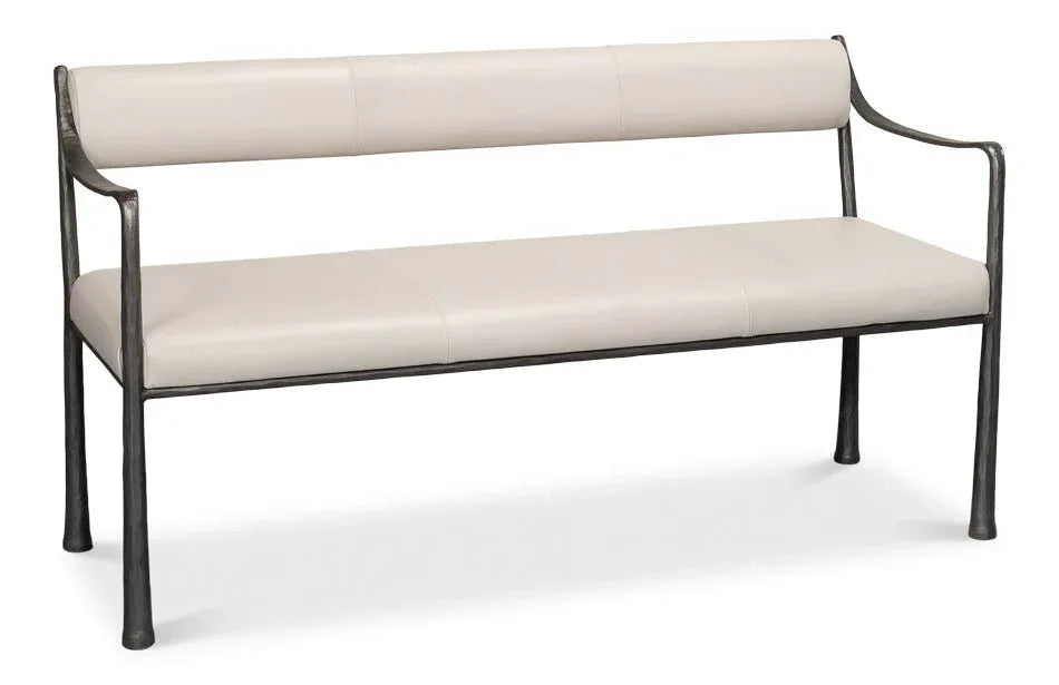 Eliana Iron Framed Leather Bedroom Bench - LOOMLAN - Sarreid - Bedroom Benches