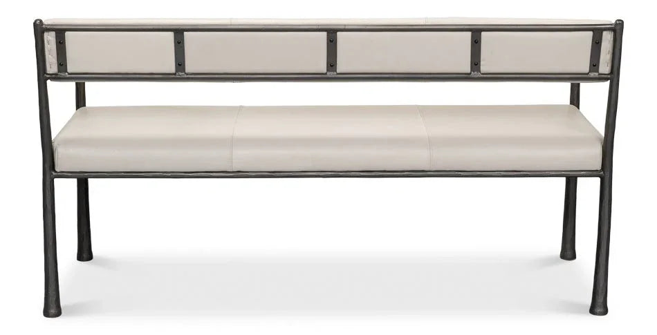 Eliana Iron Framed Leather Bedroom Bench - LOOMLAN - Sarreid - Bedroom Benches
