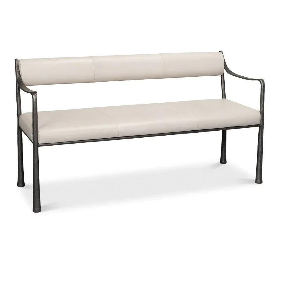 Eliana Iron Framed Leather Bedroom Bench - LOOMLAN - Sarreid - Bedroom Benches