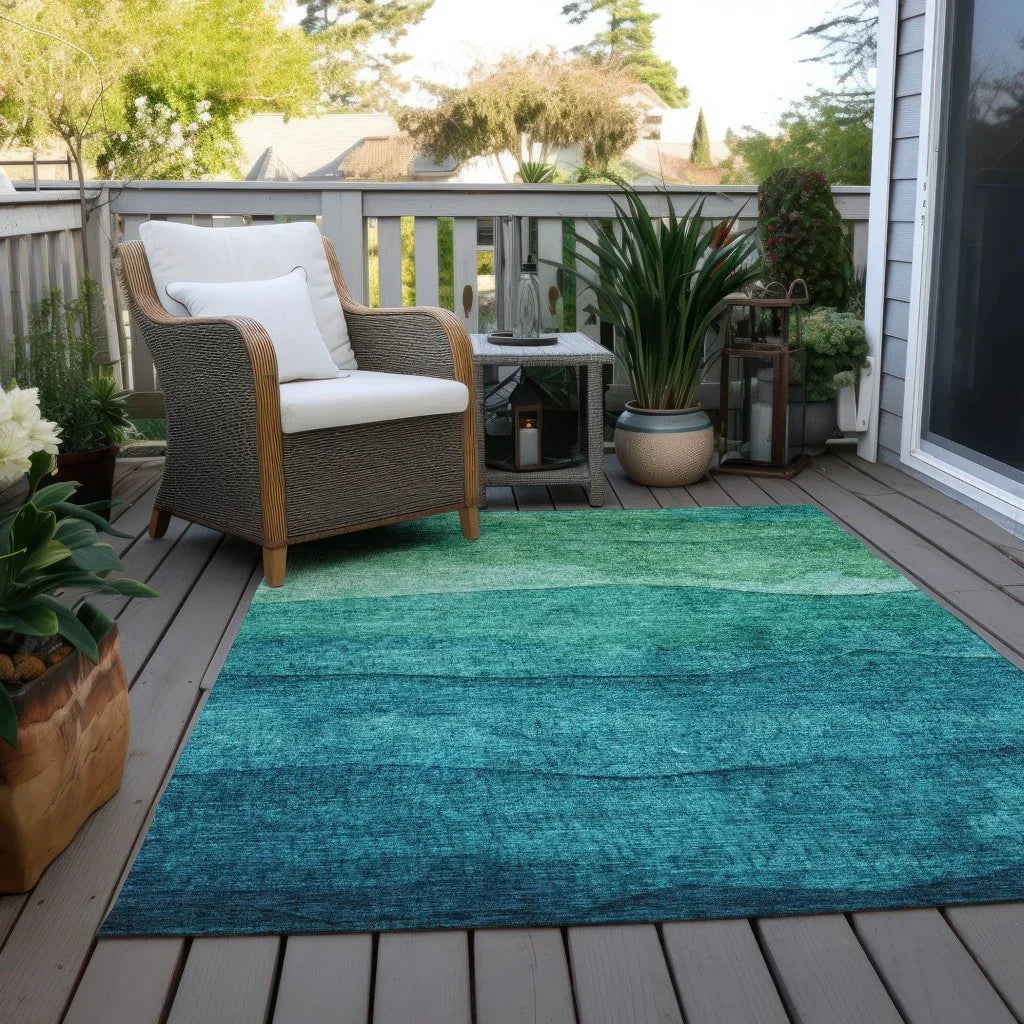 Elien Teal Washable Indoor - Outdoor Rug - LOOMLAN - LOOMLAN Rugs - Outdoor Rugs