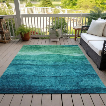 Elien Teal Washable Indoor - Outdoor Rug - LOOMLAN - LOOMLAN Rugs - Outdoor Rugs