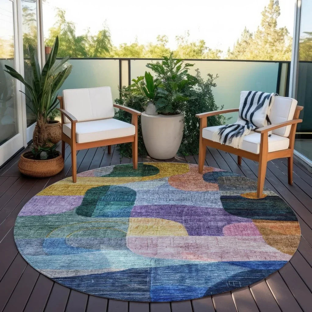 Elina Blue Washable Indoor-Outdoor Rug-Outdoor Rugs-LOOMLAN Rugs-LOOMLAN