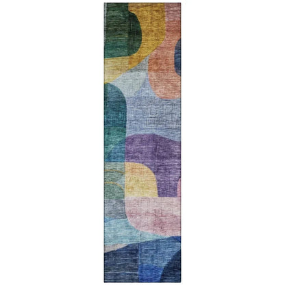 Elina Blue Washable Indoor-Outdoor Rug-Outdoor Rugs-LOOMLAN Rugs-2'3" x 7'6"-LOOMLAN