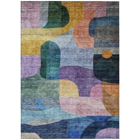 Elina Blue Washable Indoor-Outdoor Rug-Outdoor Rugs-LOOMLAN Rugs-2'6" x 3'10"-LOOMLAN