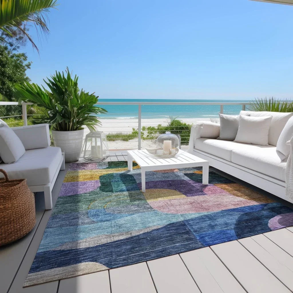 Elina Blue Washable Indoor-Outdoor Rug-Outdoor Rugs-LOOMLAN Rugs-LOOMLAN