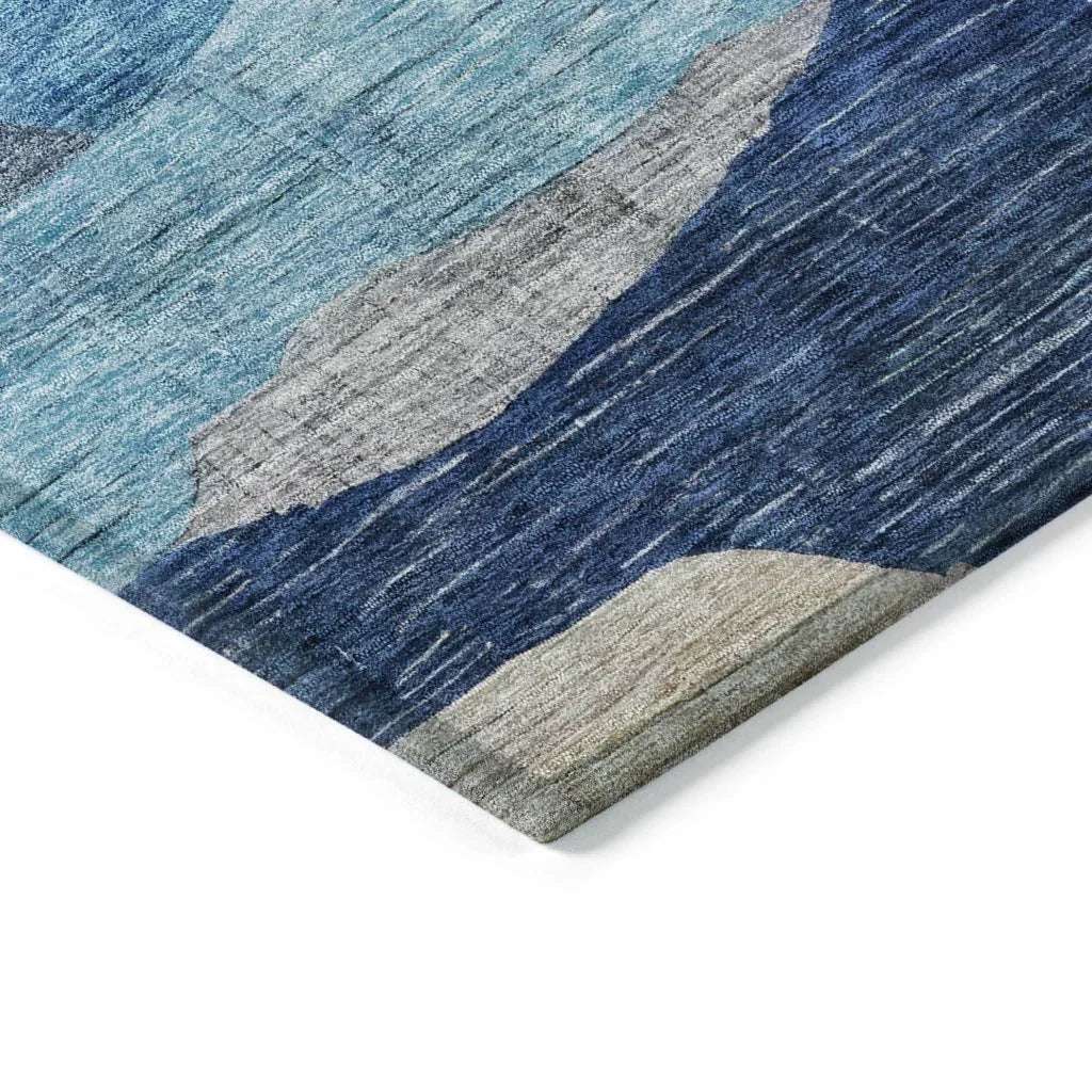 Elina Blue Washable Indoor-Outdoor Rug-Outdoor Rugs-LOOMLAN Rugs-LOOMLAN