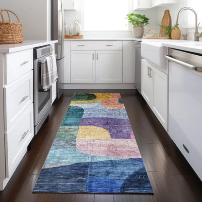 Elina Blue Washable Indoor-Outdoor Rug-Outdoor Rugs-LOOMLAN Rugs-LOOMLAN