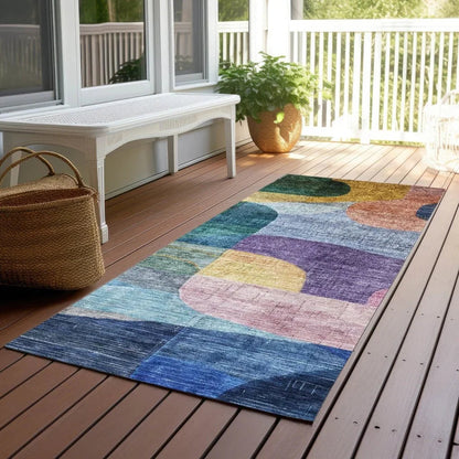 Elina Blue Washable Indoor-Outdoor Rug-Outdoor Rugs-LOOMLAN Rugs-LOOMLAN