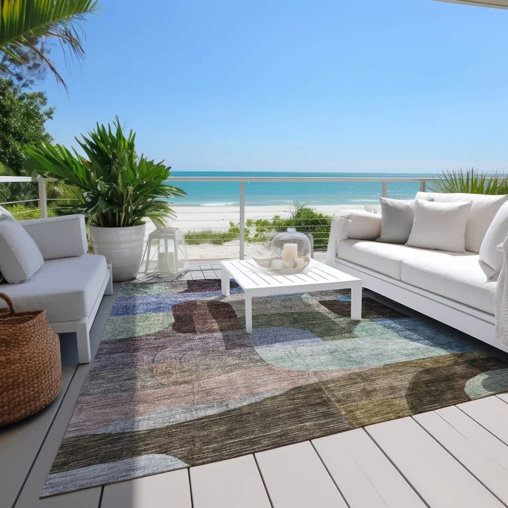 Elina Brown Washable Indoor-Outdoor Rug-Outdoor Rugs-LOOMLAN Rugs-LOOMLAN