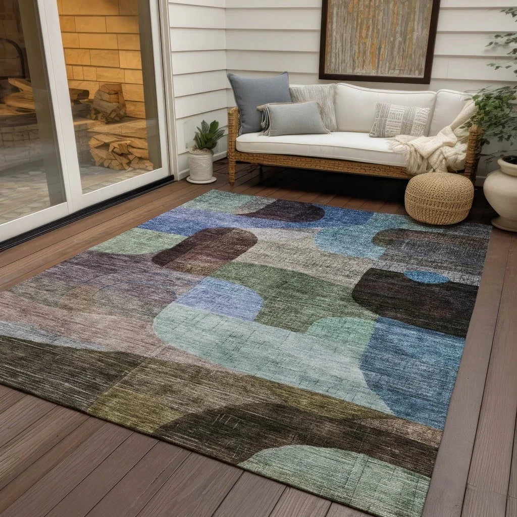 Elina Brown Washable Indoor-Outdoor Rug-Outdoor Rugs-LOOMLAN Rugs-LOOMLAN