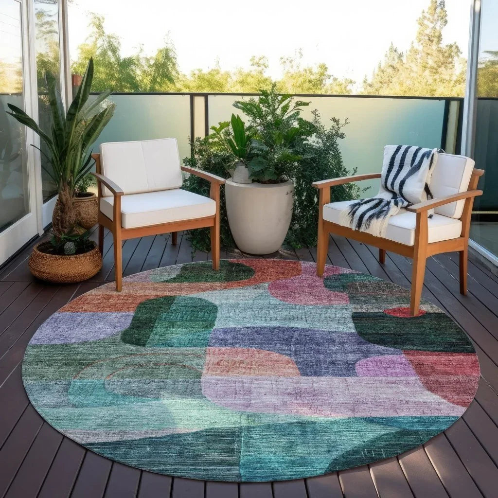 Elina Green Washable Indoor-Outdoor Rug-Outdoor Rugs-LOOMLAN Rugs-LOOMLAN