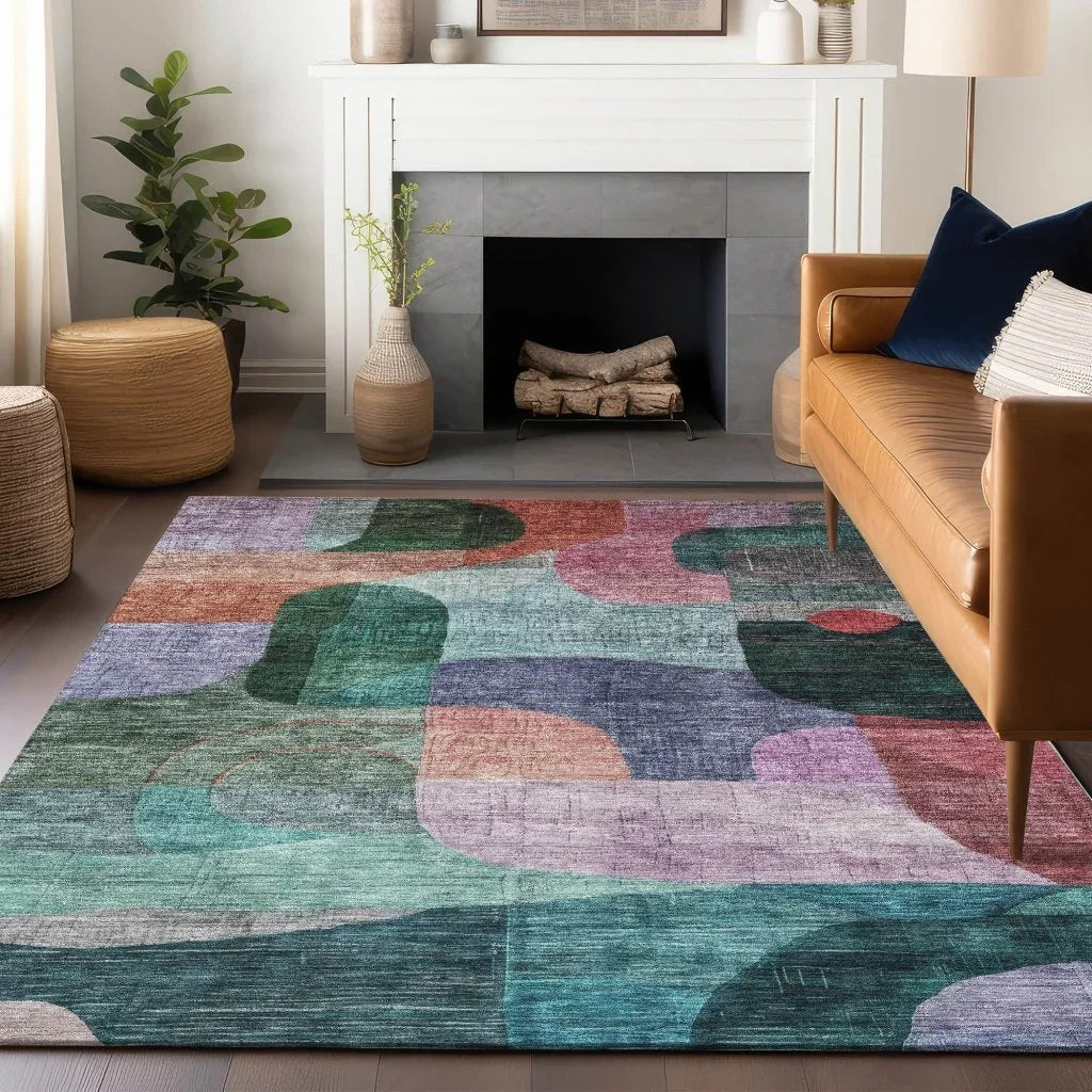 Elina Green Washable Indoor-Outdoor Rug-Outdoor Rugs-LOOMLAN Rugs-LOOMLAN