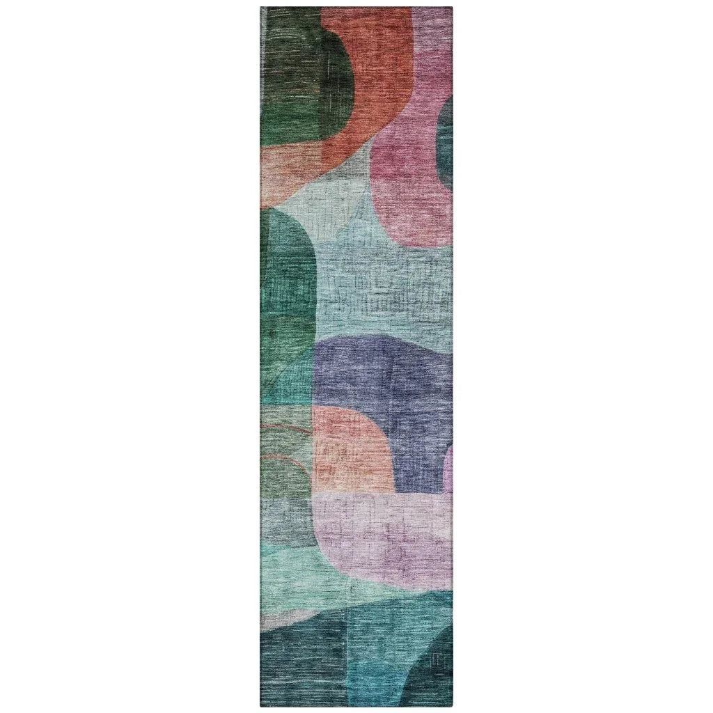 Elina Green Washable Indoor-Outdoor Rug-Outdoor Rugs-LOOMLAN Rugs-2'3" x 7'6"-LOOMLAN