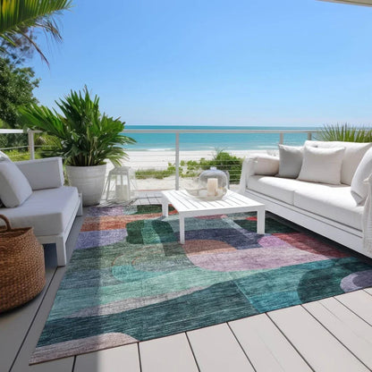 Elina Green Washable Indoor-Outdoor Rug-Outdoor Rugs-LOOMLAN Rugs-LOOMLAN