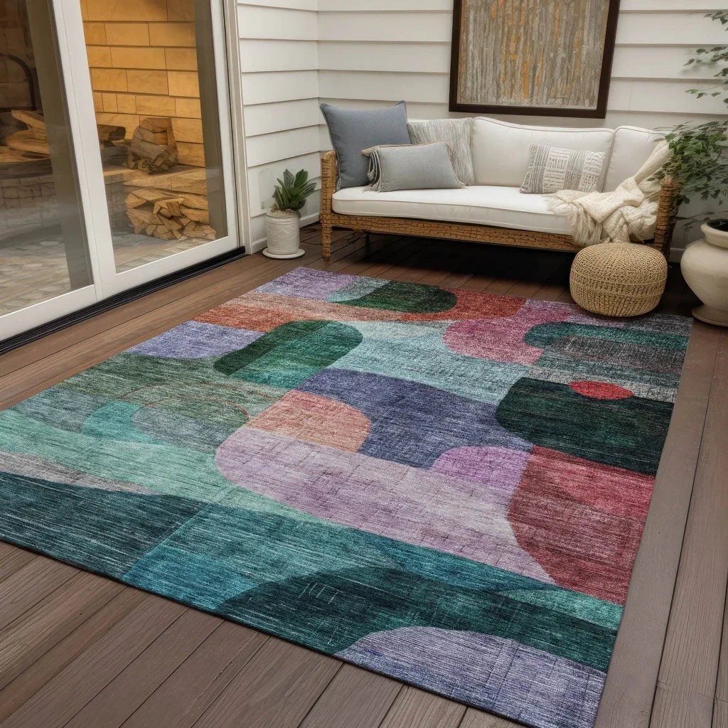 Elina Green Washable Indoor-Outdoor Rug-Outdoor Rugs-LOOMLAN Rugs-LOOMLAN