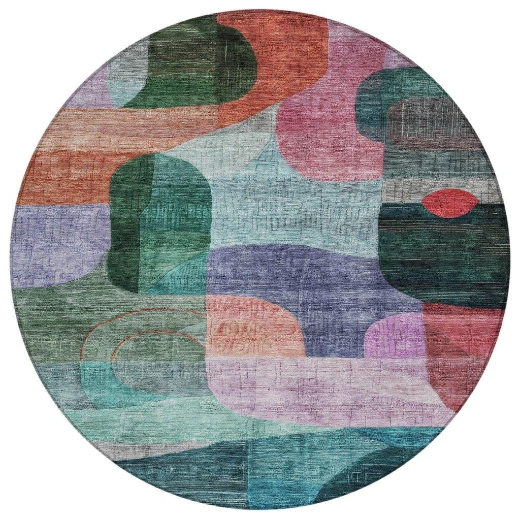 Elina Green Washable Indoor-Outdoor Rug-Outdoor Rugs-LOOMLAN Rugs-8' x 8'-LOOMLAN