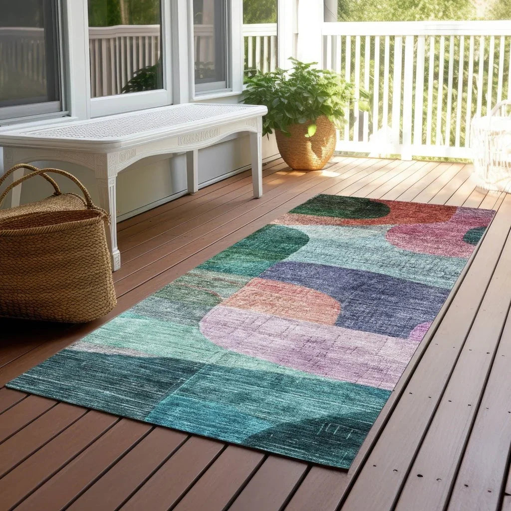 Elina Green Washable Indoor-Outdoor Rug-Outdoor Rugs-LOOMLAN Rugs-LOOMLAN