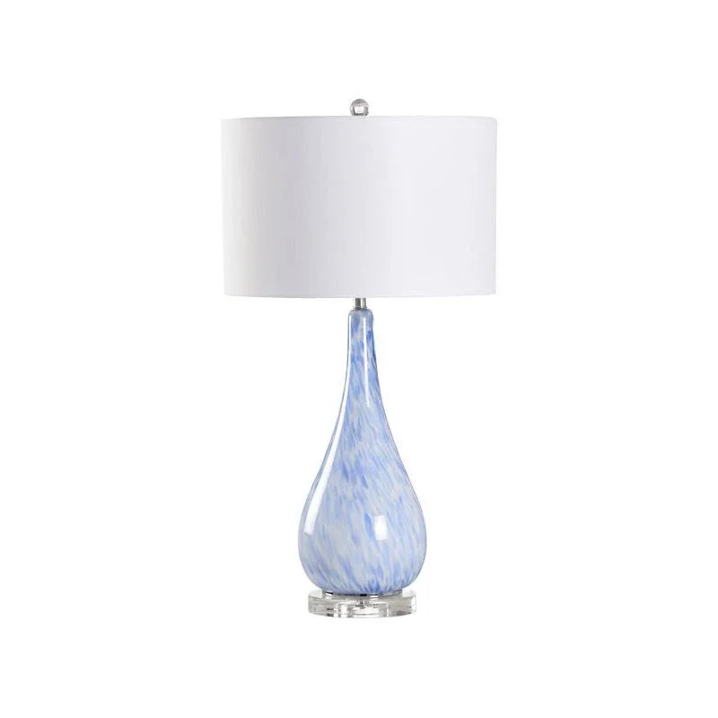 Elio Blue Glass White Shade Acrylic Base Table Lamp - LOOMLAN - Chelsea House - Table Lamps