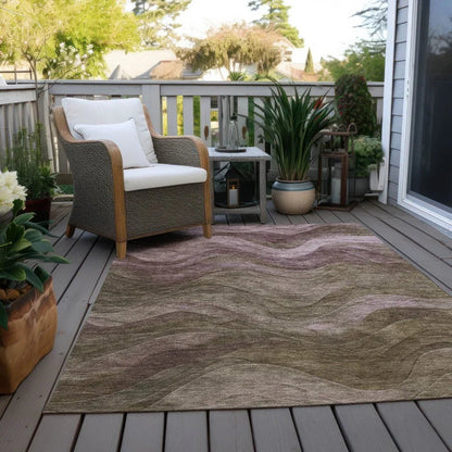 Elion Brown Washable Indoor - Outdoor Rug - LOOMLAN - LOOMLAN Rugs - Outdoor Rugs