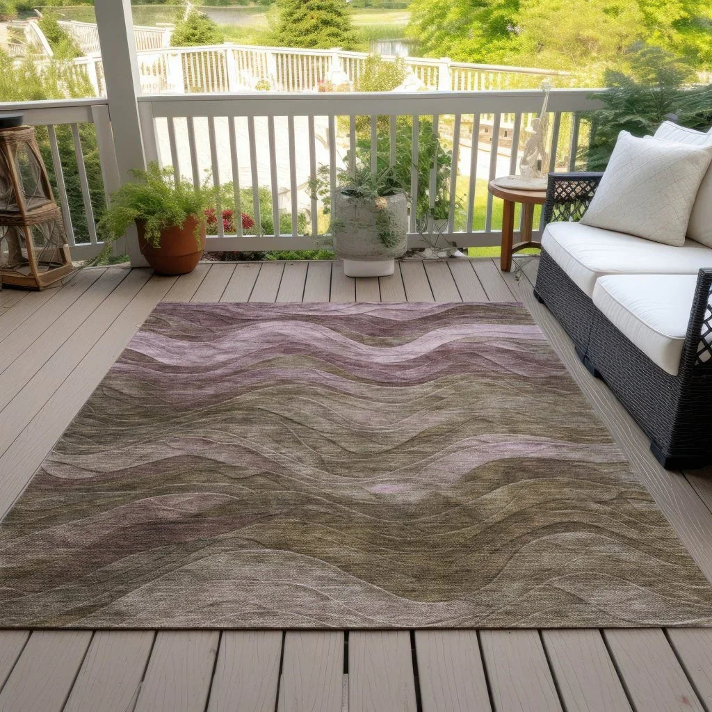 Elion Brown Washable Indoor - Outdoor Rug - LOOMLAN - LOOMLAN Rugs - Outdoor Rugs
