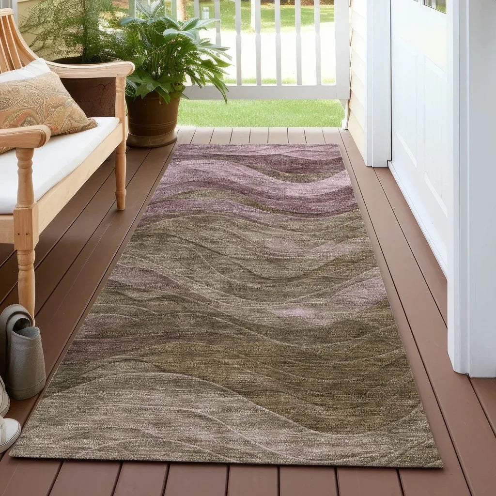 Elion Brown Washable Indoor - Outdoor Rug - LOOMLAN - LOOMLAN Rugs - Outdoor Rugs
