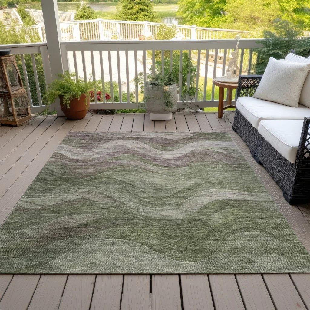 Elion Green Washable Indoor - Outdoor Rug - LOOMLAN - LOOMLAN Rugs - Outdoor Rugs