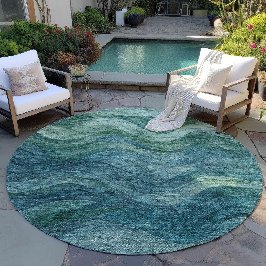 Elion Teal Washable Indoor - Outdoor Rug - LOOMLAN - LOOMLAN Rugs - Outdoor Rugs