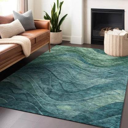 Elion Teal Washable Indoor - Outdoor Rug - LOOMLAN - LOOMLAN Rugs - Outdoor Rugs