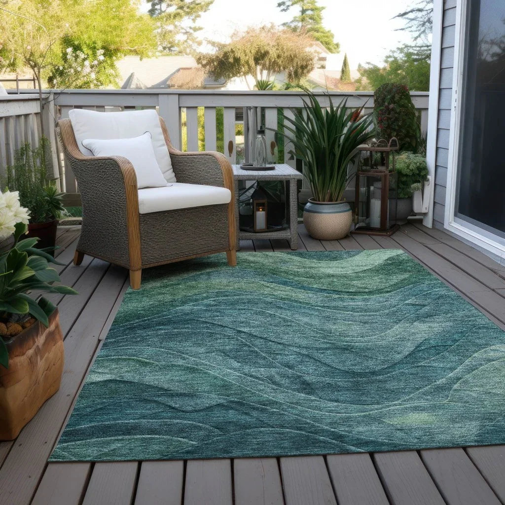 Elion Teal Washable Indoor - Outdoor Rug - LOOMLAN - LOOMLAN Rugs - Outdoor Rugs