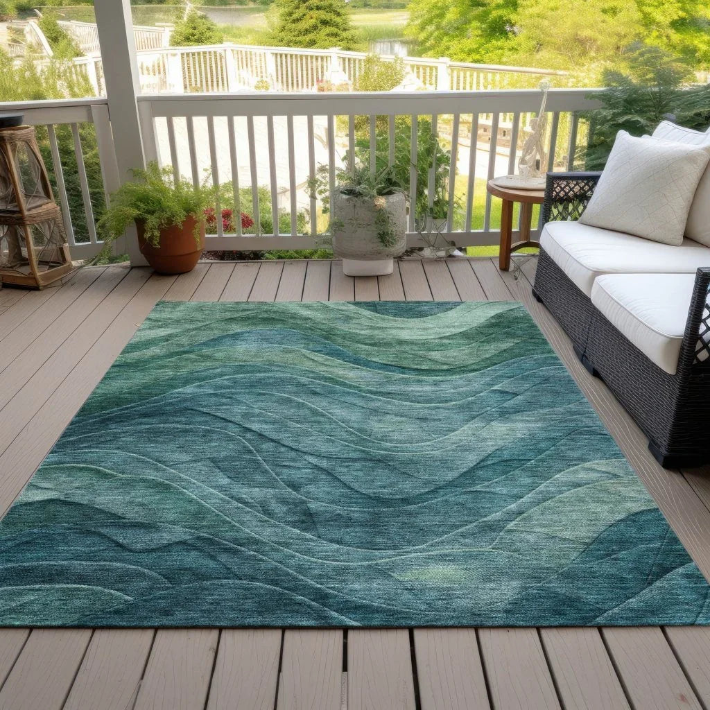 Elion Teal Washable Indoor - Outdoor Rug - LOOMLAN - LOOMLAN Rugs - Outdoor Rugs