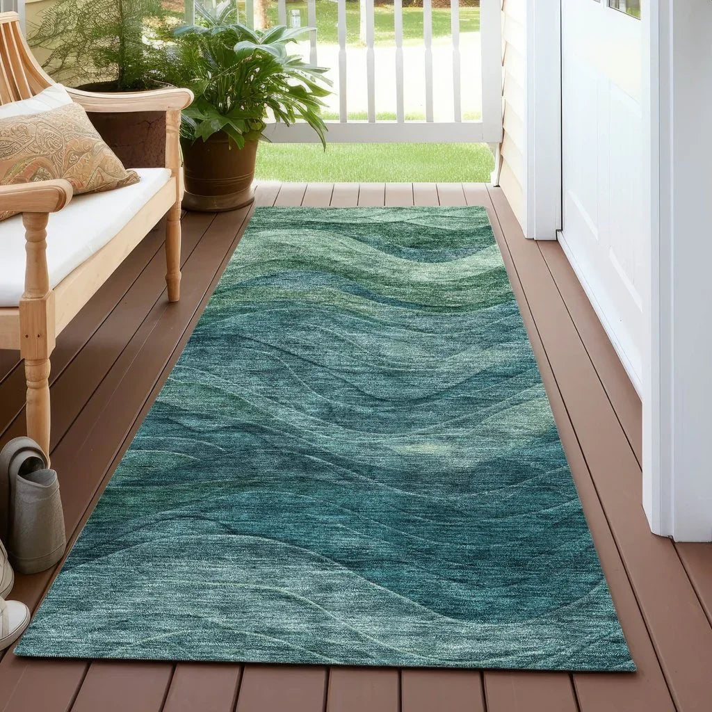 Elion Teal Washable Indoor - Outdoor Rug - LOOMLAN - LOOMLAN Rugs - Outdoor Rugs