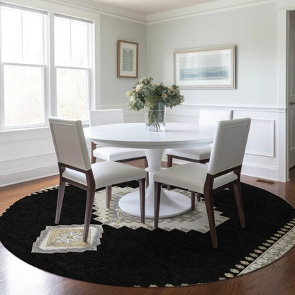 Elira Black Washable Indoor-Outdoor Rug-Outdoor Rugs-LOOMLAN Rugs-LOOMLAN