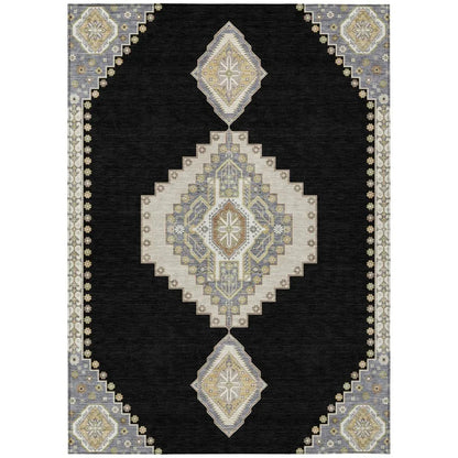 Elira Black Washable Indoor-Outdoor Rug-Outdoor Rugs-LOOMLAN Rugs-2'6" x 3'10"-LOOMLAN