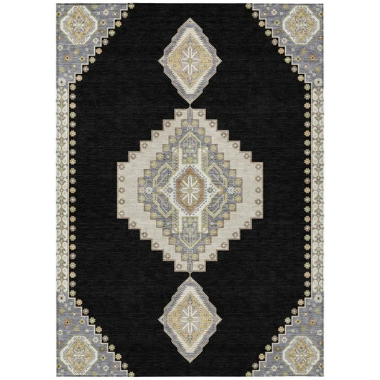Elira Black Washable Indoor-Outdoor Rug-Outdoor Rugs-LOOMLAN Rugs-2'6" x 3'10"-LOOMLAN