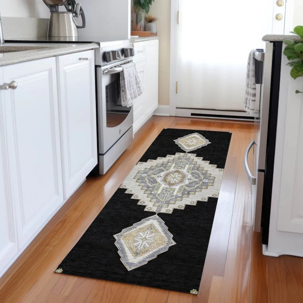 Elira Black Washable Indoor-Outdoor Rug-Outdoor Rugs-LOOMLAN Rugs-LOOMLAN